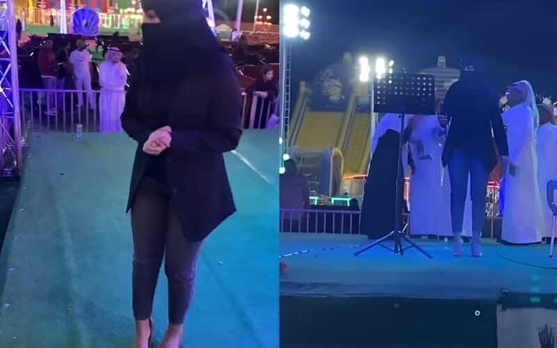 ضجة واسعة لمطربة سعودية اثارت مواقع التواصل الاجتماعي وهي ترتدي ملابس جريئة مع النقاب (فيديو)