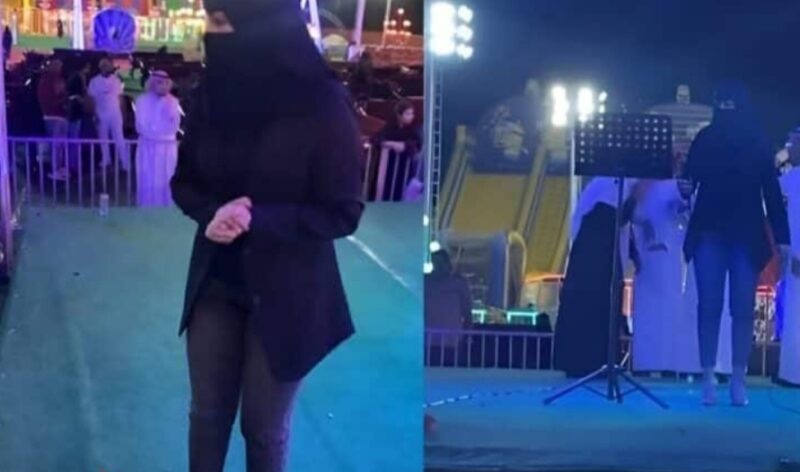 غضب عارم بعد نشر سعودية فيديو وهي تغني بالنقاب في حفل عام بدون خجل!!