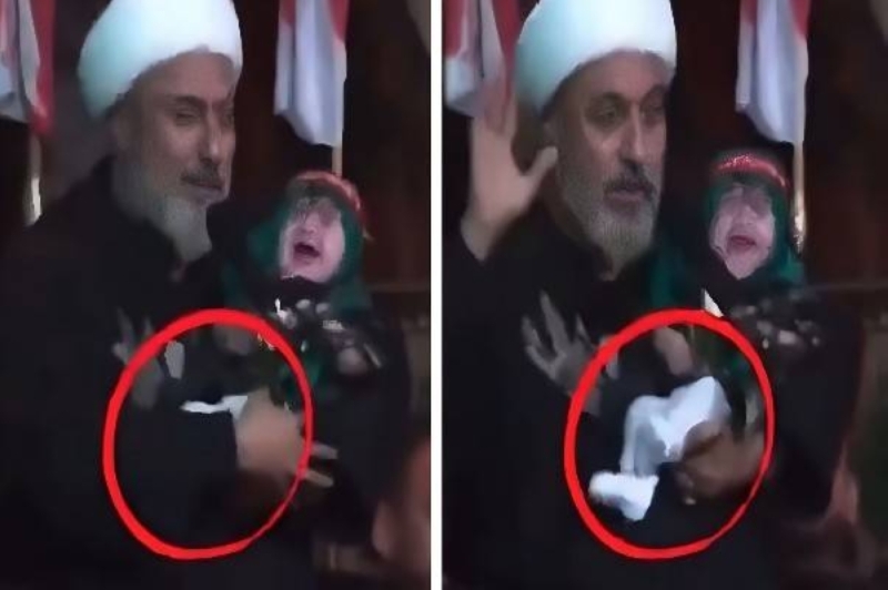 فضيحة كبيرة لواعظ شيعي يقوم بقرص قدم طفل رضيع بقوة ليوهم أتباعه بحدوث معجزة !