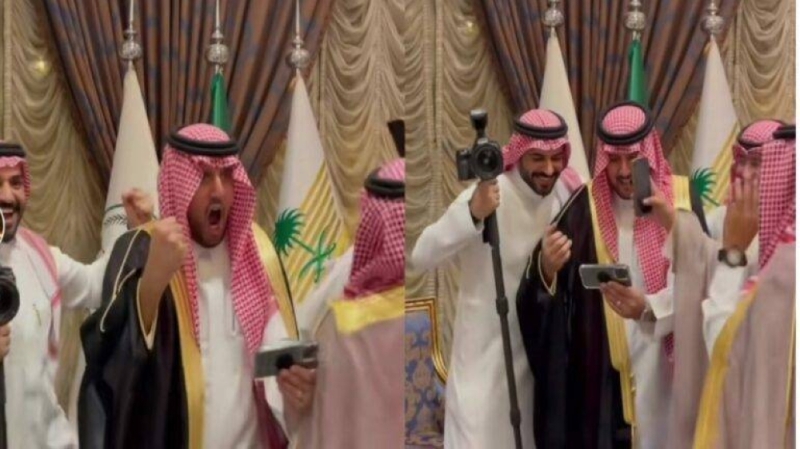 عريس سعودي يثير مواقع التواصل الاجتماعي أثناء تركه لزفافه ومشاهدته الكلاسيكو بحماس 