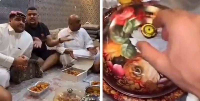شاهد مفاجأة لم تكن في الحسبان اثناء تجمع سعوديين لتناول الطعام .. فتحو الأطباق كانت الصدمة!