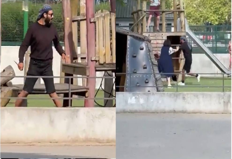 فيديو من زاوية أقرب للشاب السوري منفذ عملية طعن الأطفال في حديقة عامة بفرنسا أثناء تنفيذ هجومه