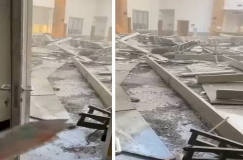 انهيار سقف صالة المرجعين في مبنى إدارة مرور الجهراء في الكويت ولا أضرار بشرية
