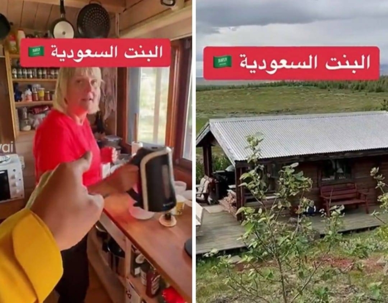 سعودية تصدم الجميع بعد زواجها من شاب آيسلندي والسكن معه داخل كوخ مصنوع من الخشب (فيديو)