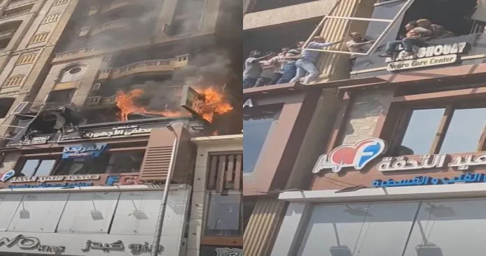 حريق عيادة في دمنهور