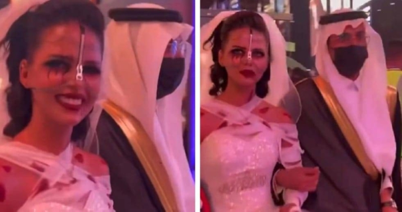 أغرب تنكر لشاب وفتاة في  ويكند الرعب بموسم الرياض..شاهد 
